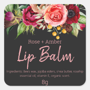 Koolstof kleurrijke bloemen Lip Balm Tube Labels