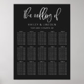 Koolstof Modern Minimalist Wedding Seating Chart Poster (Voorkant)