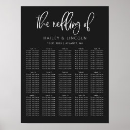 Koolstof Modern Minimalist Wedding Seating Chart Poster