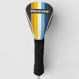 Koolstof Nachtelijke Pin Gestreepte met Naam Golfheadcover