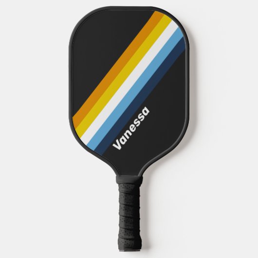 Koolstof Nachtval Strepen met Naam Pickleball Paddle (Voorkant)