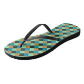 Koolstof Oker Teal Groen Blauw Geruit Teenslippers (Schuin)