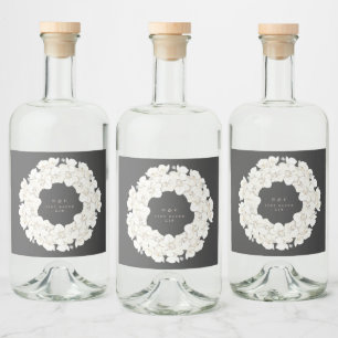 Koolstof Pampas Grass Tropical Floral Wedding Gin Likeurfles Etiket