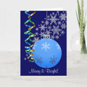 Koolstof Snowflake Blue Kerstbulb Feestdagen Kaart (Voorkant)