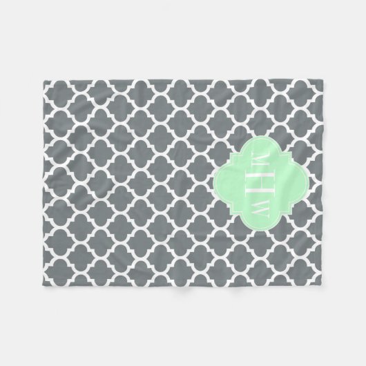 Koolstof, WhMoroccan #5 Mint 3 Initiaal monogram Fleece Deken (Voorkant (Horizontaal))