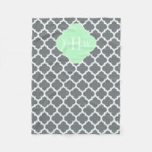 Koolstof, WhMoroccan #5 Mint 3 Initiaal monogram Fleece Deken (Voorkant)