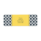 Koolstof, wit en geel Quatrefoliepatroon Etiket (Voorkant)