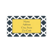 Koolstof, wit en geel Quatrefoliepatroon Etiket (Voorkant)