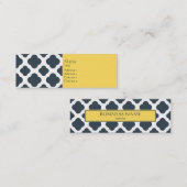 Koolstof, wit en geel Quatrefoliepatroon Mini Visitekaartje (Voorkant / Achterkant)