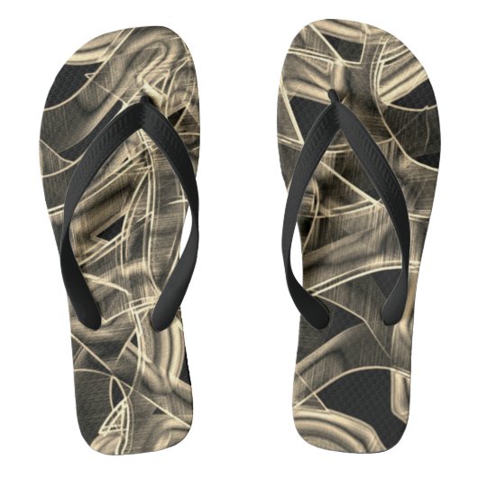 Koolstofachtige bogen, khaki- of beige lijnen in r teenslippers (Voetbed)