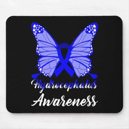 Koolstofblauw blauw lintje voor Hydrocefalus Aware Muismat (Voorkant)