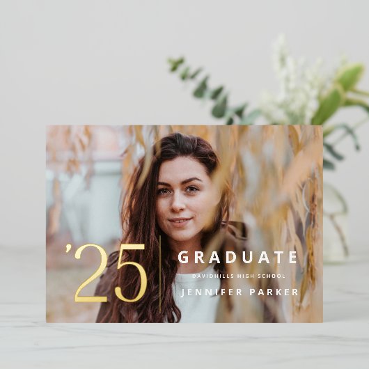 Koolstofjaar afstudeeraankondiging folie kaart (Staand Voorkant)