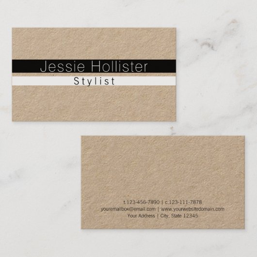 Koolstofkraftpapier met minimale zwarte en witte S Visitekaartje (Voorkant / Achterkant)