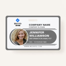 Koolstofminimalistische zakelijke QR werknemer Fot Badge