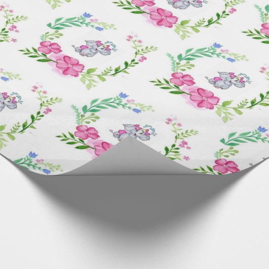 Koolstofolifant met glanzende wrapping cadeaupapier (Hoek)