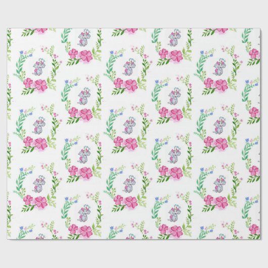 Koolstofolifant met glanzende wrapping cadeaupapier (Vlak)