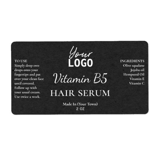 Koolstofpapier Textuur Vitamine B5 Serumlabels Etiket (Voorkant)