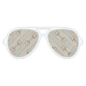 Koolstofpatroonkoraal en Mint Horse Bit Aviator Zonnebril (Voorkant)