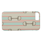 Koolstofpatroonkoraal en Mint Horse Bit Case-Mate iPhone Case (Achterkant (Horizontaal))