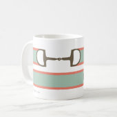 Koolstofpatroonkoraal en Mint Horse Bit Koffiemok (Voorkant links)