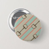 Koolstofpatroonkoraal en Mint Horse Bit Ronde Button 5,7 Cm (Voorkant /achterkant)