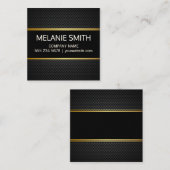 Koolstofvezel achtergrond gele lijnen vierkante visitekaartje (Voorkant / Achterkant)