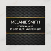 Koolstofvezel achtergrond gele lijnen vierkante visitekaartje (Voorkant)