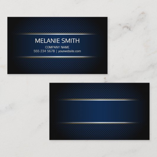 Koolstofvezel Blauwe Achtergrond Gele Witte Lijnen Visitekaartje (Voorkant / Achterkant)