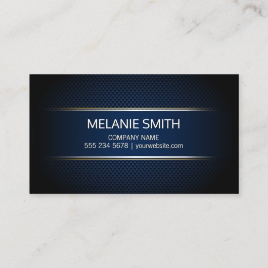 Koolstofvezel Blauwe Achtergrond Gele Witte Lijnen Visitekaartje (Voorkant)