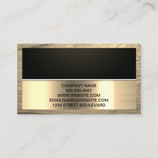 koolstofvezel | Goud metaal | Lijst van hout Visitekaartje (Achterkant)