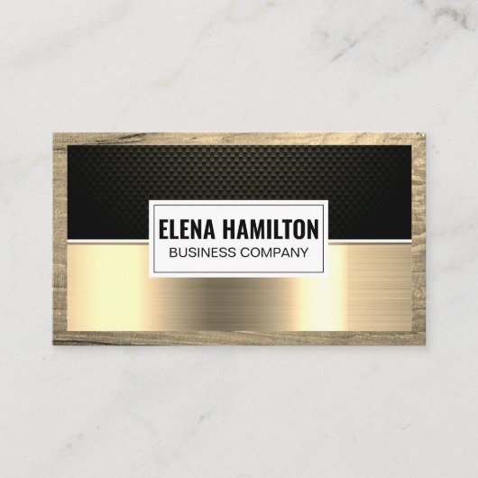 koolstofvezel | Goud metaal | Lijst van hout Visitekaartje (Voorkant)