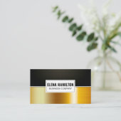 koolstofvezel | Goud Metallic Kleurblok Visitekaartje (Staand voorkant)