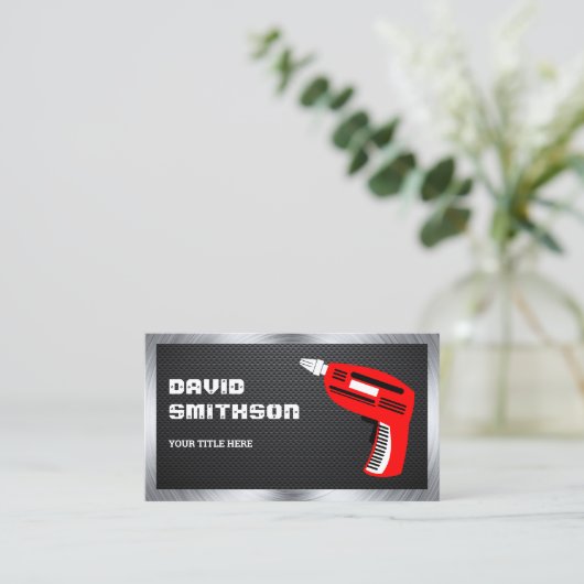 Koolstofvezel Hardware Power Tool Rode Boor Machin Visitekaartje (Staand voorkant)