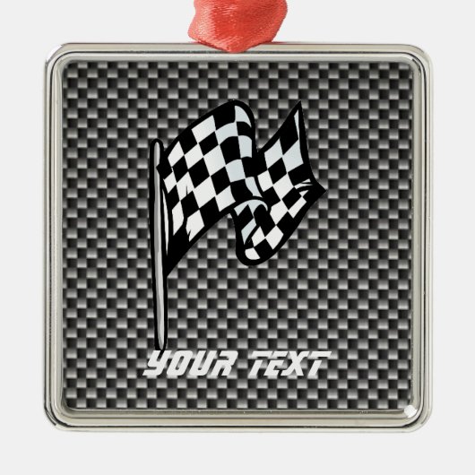 Koolstofvezel kijkt Gecontroleerde vlag Metalen Ornament (Voorkant)