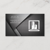Koolstofvezel metallische achtergrond | makelaar visitekaartje (Achterkant)