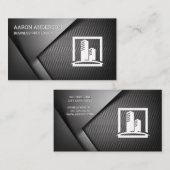 Koolstofvezel metallische achtergrond | makelaar visitekaartje (Voorkant / Achterkant)