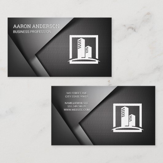Koolstofvezel metallische achtergrond | makelaar visitekaartje (Voorkant / Achterkant)