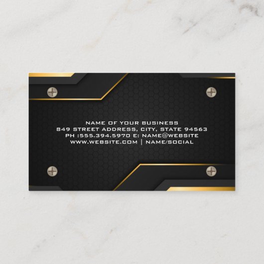 koolstofvezel | Modern | Metalen schroeven Visitekaartje (Achterkant)