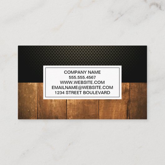 koolstofvezel | oude houtnerf visitekaartje (Achterkant)