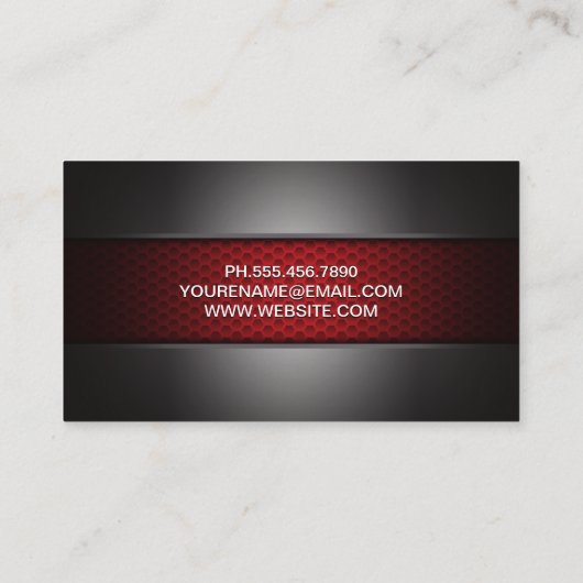 koolstofvezel rood | donkermetallic visitekaartje (Achterkant)