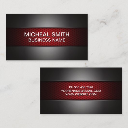 koolstofvezel rood | donkermetallic visitekaartje (Voorkant / Achterkant)