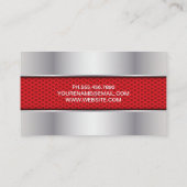koolstofvezel rood | Zilver metallic Visitekaartje (Achterkant)