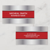 koolstofvezel rood | Zilver metallic Visitekaartje (Voorkant / Achterkant)