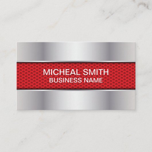 koolstofvezel rood | Zilver metallic Visitekaartje (Voorkant)