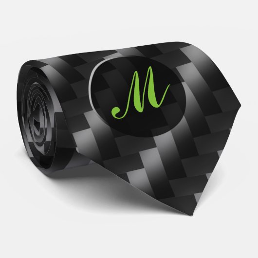 Koolstofvezel stijl met Monogram Stropdas (Opgerold)