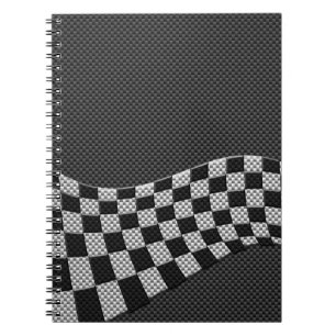 Koolstofvezel Stijl Racing Vlag Geruite Golf Print Notitieboek