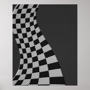 Koolstofvezel stijl Racing Vlag Golfprint Poster
