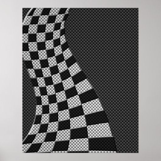 Koolstofvezel stijl Racing Vlag Golfprint Poster (Voorkant)
