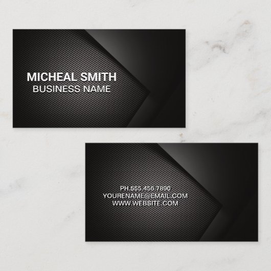 Koolstofvezel textuur donkere achtergrond visitekaartje (Voorkant / Achterkant)