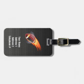 Koolstofvezel ziet er uit Flaming Football Bagagelabel (Voorkant horizontaal)